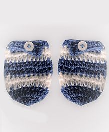 Knits & Knots Dual Shaded Crochet Mittens - Blue & White Knits & Knots Dual Shaded Crochet Mittens - Blue & White