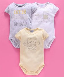 OVS Cuter Version Of Dad Print Half Sleeves Pack Of 3 Onesies - Grey & Yellow OVS Cuter Version Of Dad Print Half Sleeves Pack Of 3 Onesies - Grey & Yellow