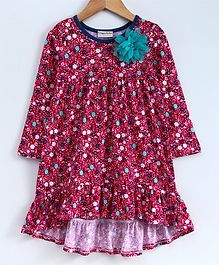 Crayonflakes Flowers Printed Full Sleeves Dress - Red Crayonflakes Flowers Printed Full Sleeves Dress - Red