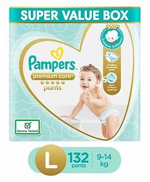 Pampers Premium Care Pants, Large size baby diapers (LG), 132 Count, Softest ever Pampers pants