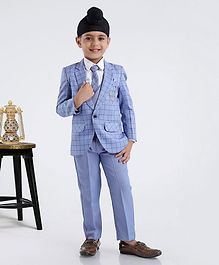 Robo Fry Full Sleeves 4 Piece Party Wear Suit - Blue Robo Fry Full Sleeves 4 Piece Party Wear Suit - Blue