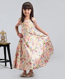 Ridokidz Flower Print Short Sleeves Dress - Beige Ridokidz Flower Print Short Sleeves Dress - Beige