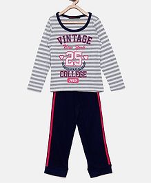 Nins Moda Striped Full Sleeves Night Suit - Blue Nins Moda Striped Full Sleeves Night Suit - Blue