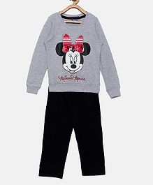 Nins Moda Minnie Mouse Printed Full Sleeves Night Suit - Grey Nins Moda Minnie Mouse Printed Full Sleeves Night Suit - Grey