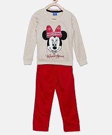 Nins Moda Minnie Mouse Printed Full Sleeves Night Suit - Off White Nins Moda Minnie Mouse Printed Full Sleeves Night Suit - Off White