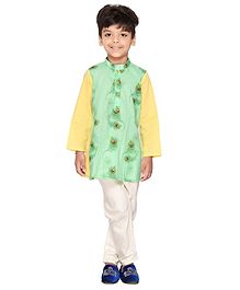 Amairaa Morpankh Printed Full Sleeves Kurta & Pajama Set - Green & Yellow Amairaa Morpankh Printed Full Sleeves Kurta & Pajama Set - Green & Yellow