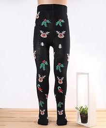 Mustang Footed Tights Reindeer Design - Black Mustang Footed Tights Reindeer Design - Black