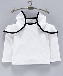 Kookie Kids Cold Shoulder Solid Color Top - White Kookie Kids Cold Shoulder Solid Color Top - White