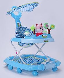 Musical Walker Cum Rocker With Canopy - Blue