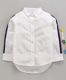 Hugsntugs Side Striped Full Sleeves Shirt - White Hugsntugs Side Striped Full Sleeves Shirt - White