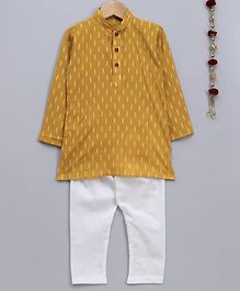 Jeet Ethnics Printed Full Sleeves Kurta & Pajama Set - Yellow Jeet Ethnics Printed Full Sleeves Kurta & Pajama Set - Yellow