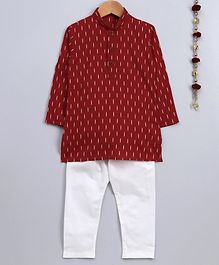 Jeet Ethnics Printed Full Sleeves Kurta & Pajama Set - Red Jeet Ethnics Printed Full Sleeves Kurta & Pajama Set - Red
