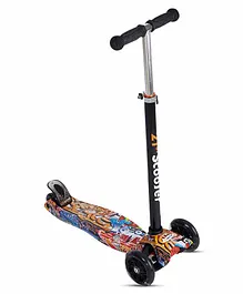NHR Colorful Graffiti Foldable Scooty, 4 Wheel Scooter for Kids, Babies, Toddlers with Adjustable Height, LED Lights n Brake
