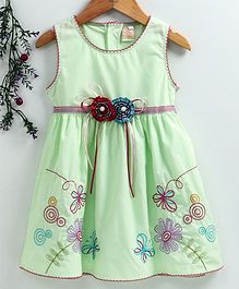 Smile Rabbit Sleeveless Frock Floral Embroidery - Light Green Smile Rabbit Sleeveless Frock Floral Embroidery - Light Green