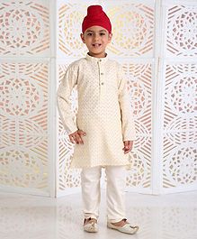 Ridokidz Full Sleeves All Over Printed Kurta With Pyjama - Off White Ridokidz Full Sleeves All Over Printed Kurta With Pyjama - Off White