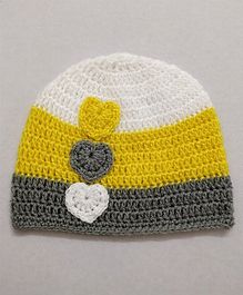 Knit Masters Broad Striped Heart Design Cap - Multi Colour Knit Masters Broad Striped Heart Design Cap - Multi Colour
