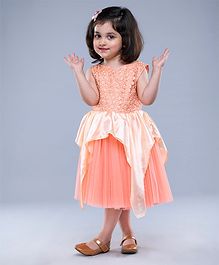 Jelly Jones Floral Embroidered Sleeveless Tulle Flare Dress - Peach Jelly Jones Floral Embroidered Sleeveless Tulle Flare Dress - Peach