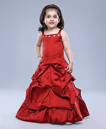 Jelly Jones Square Beads Detailed Sleeveless Gown - Maroon Jelly Jones Square Beads Detailed Sleeveless Gown - Maroon