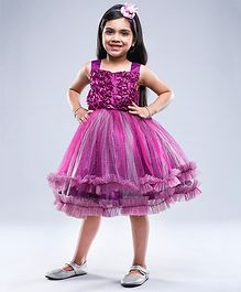Jelly Jones Sleeveless Tulle Flare Rosette Dress - Purple Jelly Jones Sleeveless Tulle Flare Rosette Dress - Purple