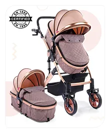 Babyhug Majestic Stroller Cum Carry Cot With Canopy - Beige