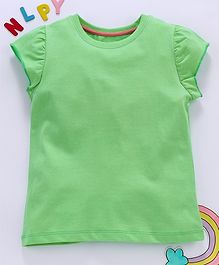 Aya Papaya Cap Sleeves Solid Top - Green Aya Papaya Cap Sleeves Solid Top - Green