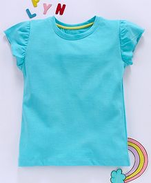 Aya Papaya Cap Sleeves Solid Top - Blue Aya Papaya Cap Sleeves Solid Top - Blue