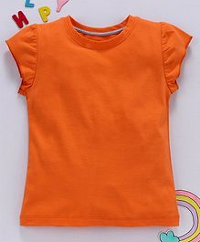 Aya Papaya Cap Sleeves Solid Top - Orange Aya Papaya Cap Sleeves Solid Top - Orange