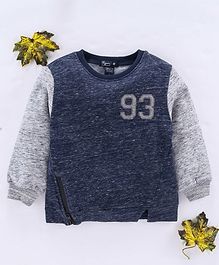 Memory Life Full Sleeves Winter Wear Tee 93 Patch - Light Grey Navy Blue Memory Life Full Sleeves Winter Wear Tee 93 Patch - Light Grey Navy Blue