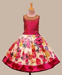 Li&Li Boutique Pearl Embellished Sleeveless Choli With Floral Print Lehenga - Pink Li&Li Boutique Pearl Embellished Sleeveless Choli With Floral Print Lehenga - Pink