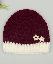 Buttercup from KnittingNani Cap With Star Buttons - Maroon Buttercup from KnittingNani Cap With Star Buttons - Maroon