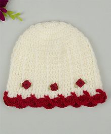Buttercup from KnittingNani Little Flower Applique Frill Cap - Off White Buttercup from KnittingNani Little Flower Applique Frill Cap - Off White