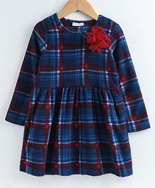 CrayonFlakes Full Sleeves Checked Dress - Dark Blue CrayonFlakes Full Sleeves Checked Dress - Dark Blue