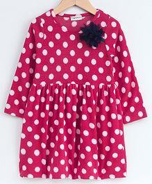 CrayonFlakes Full Sleeves Polka Dot Print Dress - Dark Pink CrayonFlakes Full Sleeves Polka Dot Print Dress - Dark Pink