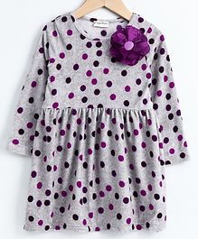 CrayonFlakes Full Sleeves Polka Dot Print Dress - Grey CrayonFlakes Full Sleeves Polka Dot Print Dress - Grey