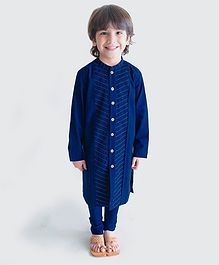 Tiber Taber Solid Full Sleeves Kurta With Pyjama - Blue Tiber Taber Solid Full Sleeves Kurta With Pyjama - Blue
