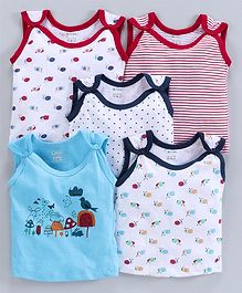 Ohms 100% Cotton Sleeveless Printed & Striped Vests Pack of 5 - Multicolor Ohms 100% Cotton Sleeveless Printed & Striped Vests Pack of 5 - Multicolor