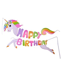 Party Propz Happy Birthday Unicorn Banner - Multicolor