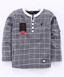 Tacos Checkered Full Sleeves Tee - Navy Blue Tacos Checkered Full Sleeves Tee - Navy Blue