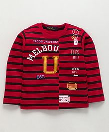 Tacos Striped Full Sleeves Tee - Red Tacos Striped Full Sleeves Tee - Red