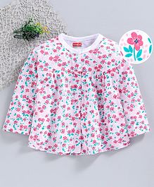 Babyhug Full Sleeves Vest Floral Print - Pink White Babyhug Full Sleeves Vest Floral Print - Pink White
