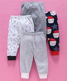 Kidi Wav Pack Of 4 Striped & Santa Claus Printed Full Length Lounge Pants - Navy Blue Kidi Wav Pack Of 4 Striped & Santa Claus Printed Full Length Lounge Pants - Navy Blue