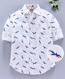 UFO Full Sleeves Dinosaur Print Shirt - White UFO Full Sleeves Dinosaur Print Shirt - White