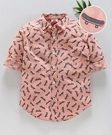 UFO Skateboard Print Full Sleeves Shirt - Pink UFO Skateboard Print Full Sleeves Shirt - Pink