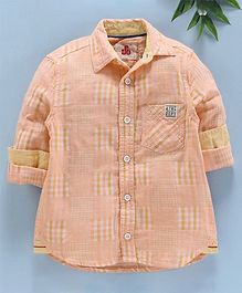 UFO Checked Full Sleeves Shirt - Peach & Yellow UFO Checked Full Sleeves Shirt - Peach & Yellow