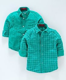 UFO Checked & Printed Full Sleeves Reversible Shirt - Green UFO Checked & Printed Full Sleeves Reversible Shirt - Green