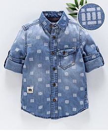UFO Square Print Full Sleeves Shirt - Dark Blue UFO Square Print Full Sleeves Shirt - Dark Blue