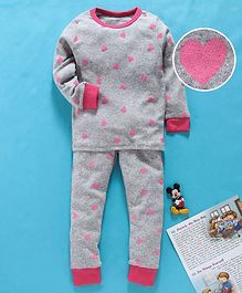 Yiyi Garden Full Sleeves Night Suit Heart Print - Grey Yiyi Garden Full Sleeves Night Suit Heart Print - Grey