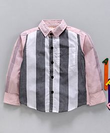 Hugsntugs Colour Block Pattern Full Sleeves Shirt With Attached Bow Tie - Light Pink Hugsntugs Colour Block Pattern Full Sleeves Shirt With Attached Bow Tie - Light Pink