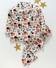 Hugsntugs London Theme Full Sleeves Night Suit - Multi Colour Hugsntugs London Theme Full Sleeves Night Suit - Multi Colour