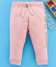 Fox Baby Full Length Lounge Pant With Drawstring Text Print - Pink Fox Baby Full Length Lounge Pant With Drawstring Text Print - Pink